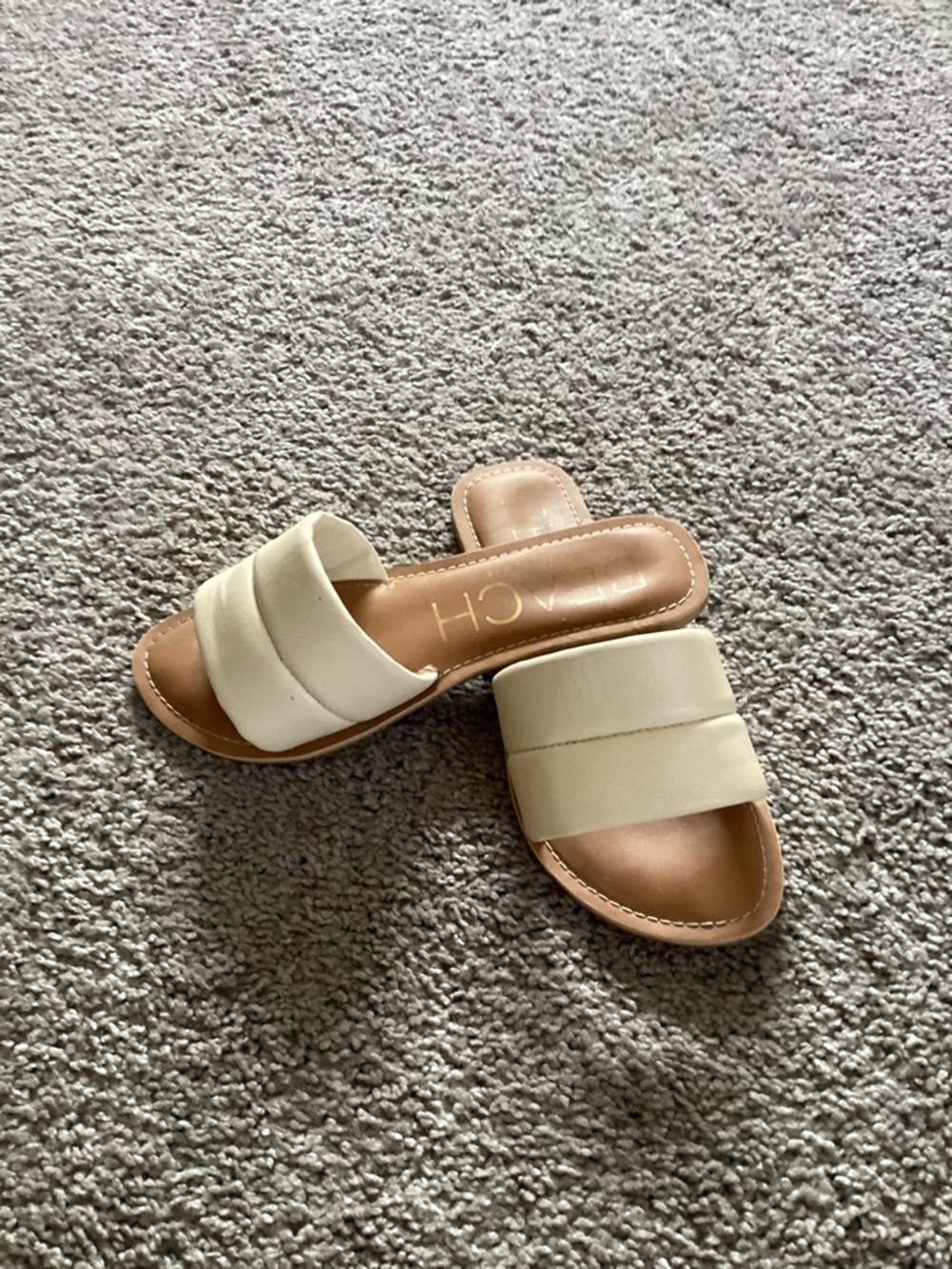 Neutral Cream Slide Sandals with Cushioned Footbed